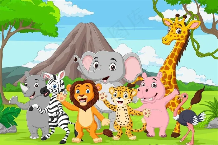 卡通动物图片ai矢量模版下载