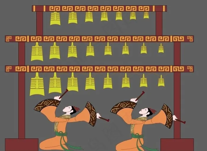 编钟演奏插画图片ai矢量模版下载