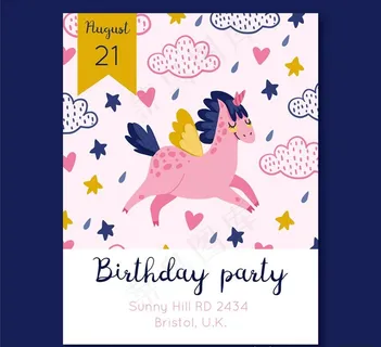 粉色独角兽 生日派对传单图片 粉色独角兽 生日派对传单图片