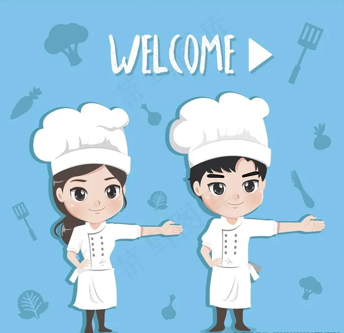 卡通厨师形象图片ai矢量模版下载