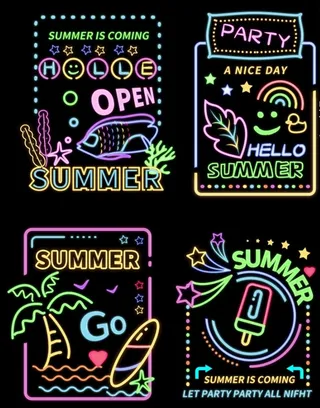 霓虹灯插画招牌元素图片