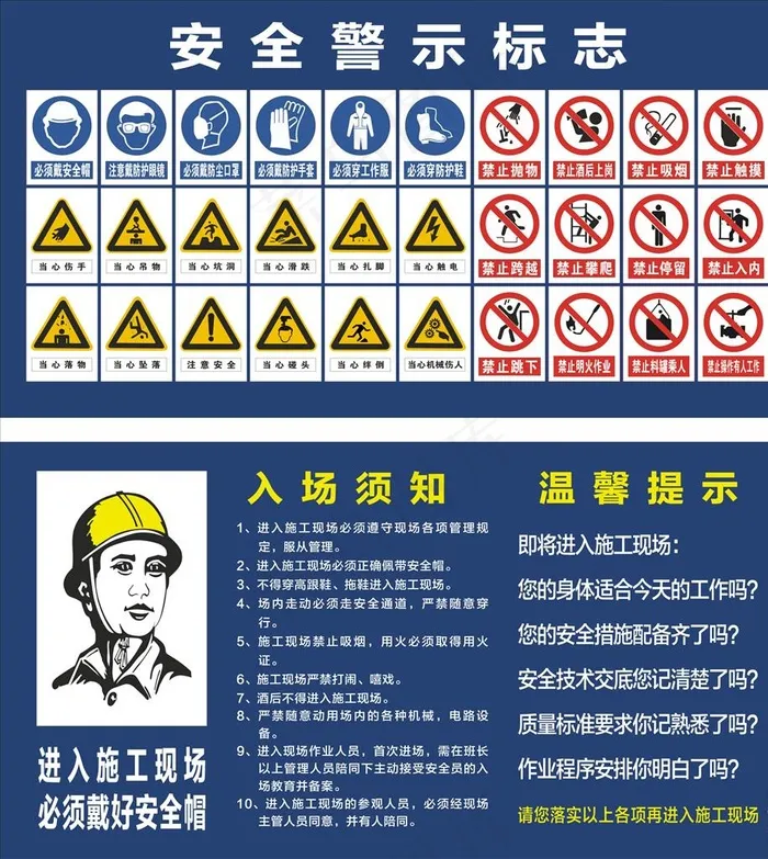 安全警示标志 入场须知图片cdr矢量模版下载