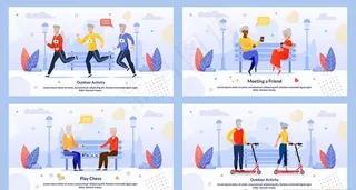 老年人运动插画图片