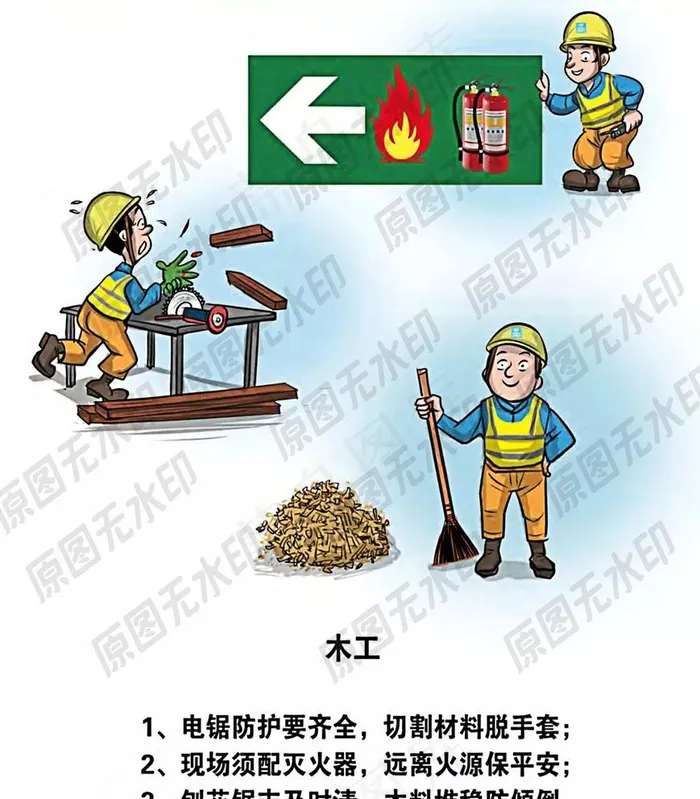 安全生产各类操作员卡通一木工图片psd模版下载