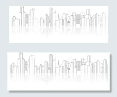 房子城市线条简笔画图片