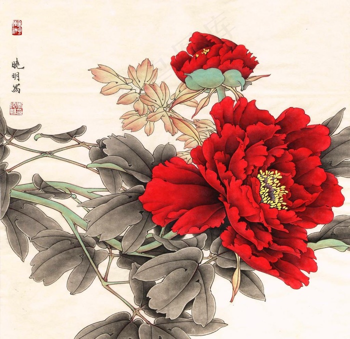 中式古典花鸟工笔画图片