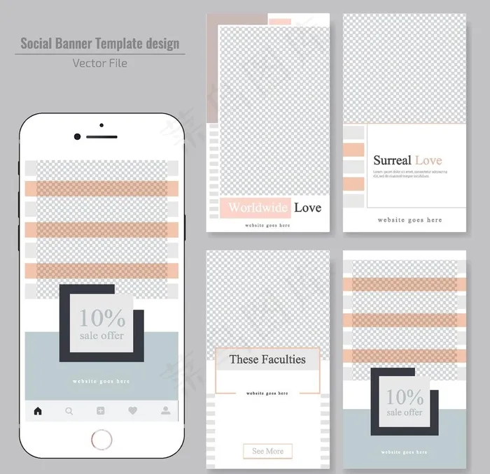 社交app页面图片eps,ai矢量模版下载
