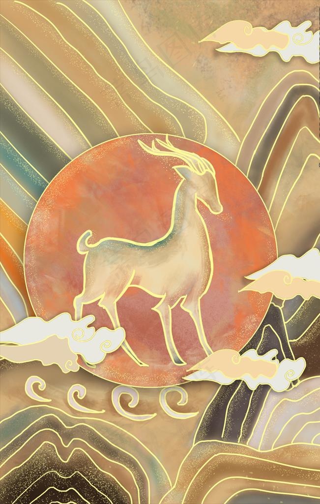 复古鹿背景图片