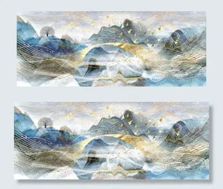 新中式抽象山水图片