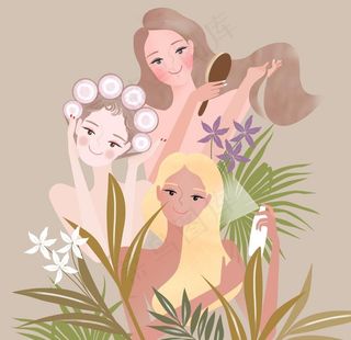 人物小清新女子插画图片