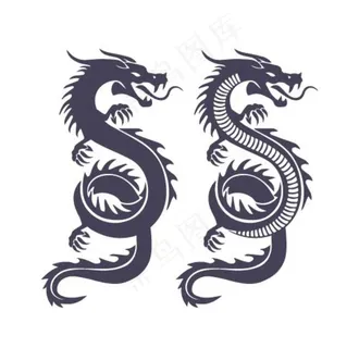 龙线描矢量图图片