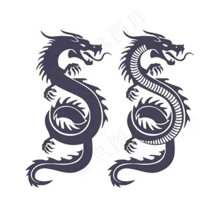 龙线描矢量图图片