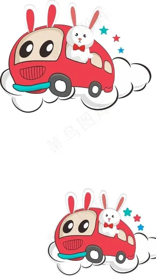 卡通巴士兔图片