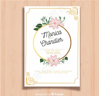 创意花卉 婚礼邀请卡图片