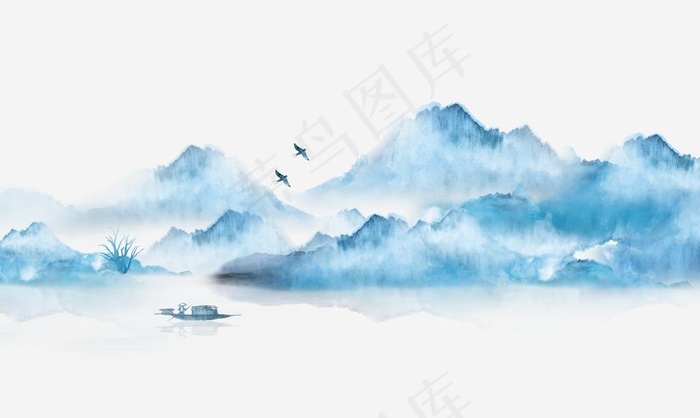新中式水墨山水画图片(9071X5694(DPI:72))psd模版下载