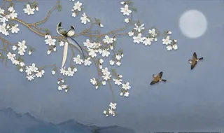 中式花鸟 玉兰花图片