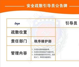 安全疏散引导员公告牌图片