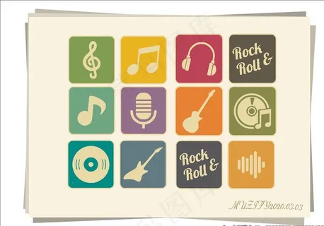 12款入复古音乐图案小图标图片 12款入复古音乐图案小图标图片