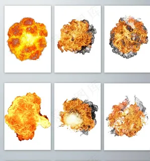 免抠爆炸火焰烟尘效果元素图片