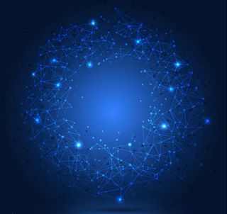 蓝色抽象发光点状连接科技背景图片