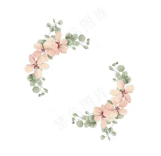 水彩花框矢量素材图片