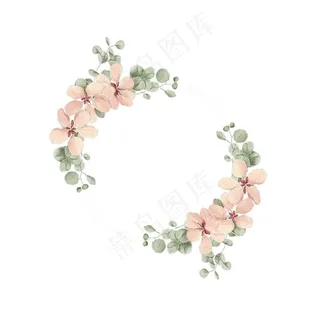 水彩花框矢量素材图片