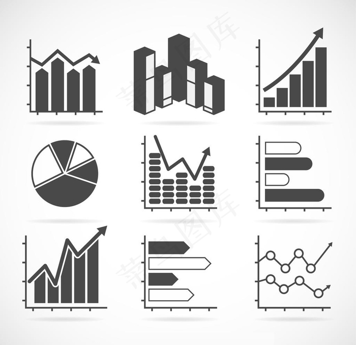 商务数据统计图标图片eps,ai矢量模版下载
