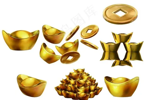 金银 财宝  金子 铜钱图片