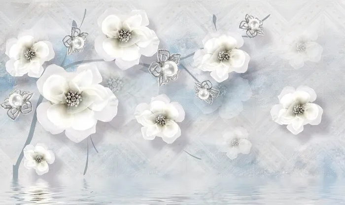 手绘花朵小白花背景图片