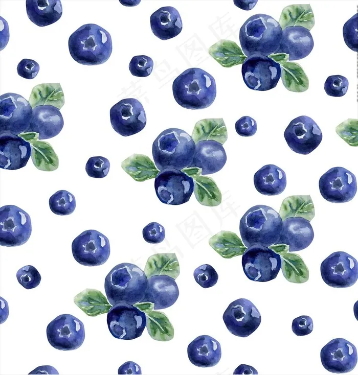 水彩绘蓝莓背景图片ai矢量模版下载