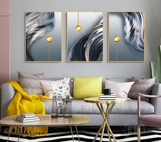 北欧现代简约鎏金创意几何装饰画图片