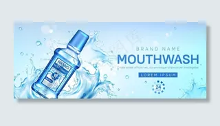 蓝色漱口水创意广告banner图片