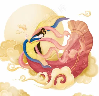 中秋嫦娥玉兔元素图片