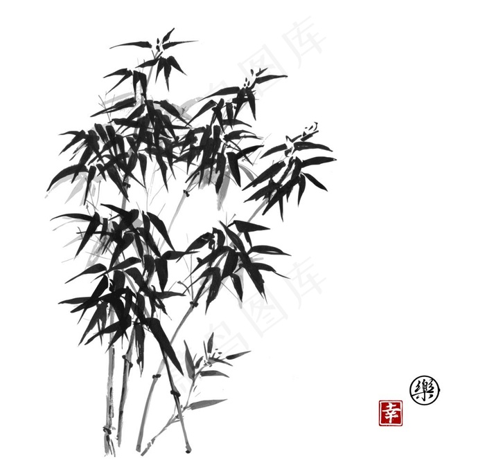 水墨竹子图片psd模版下载