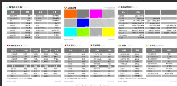 广告公司价目表图片cdr矢量模版下载