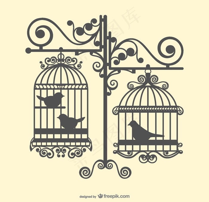 鸟笼剪影图片