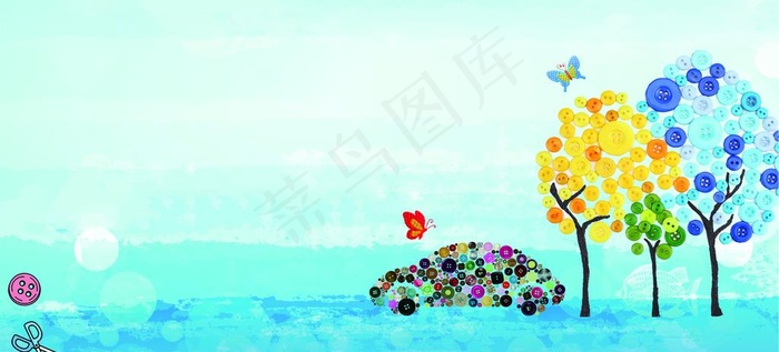 纽扣画图片psd模版下载