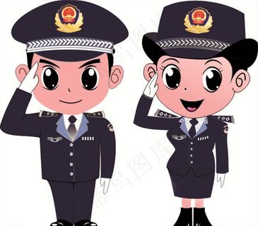 警察敬礼 卡通警察图片