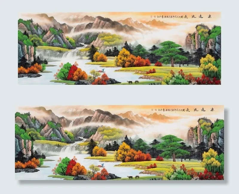 春景山水画《源远流长》图片