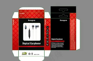 黑红色耳机包装图片