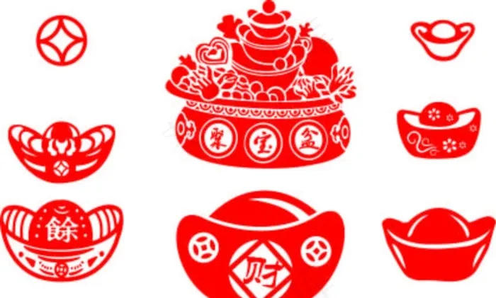 聚宝盆元宝钱矢量卡通图片ai矢量模版下载