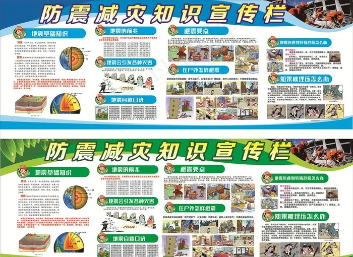 防震减灾宣传栏图片cdr矢量模版下载