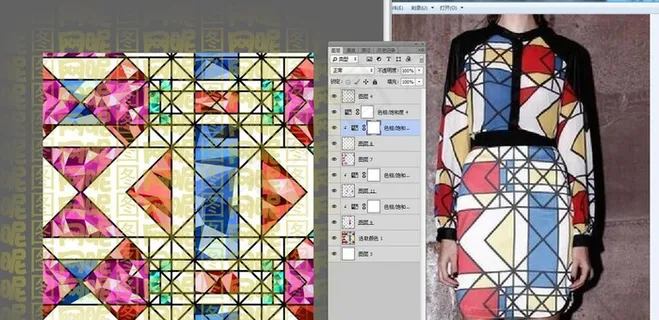 彩色立体棱几何三角条纹女装图案图片 彩色立体棱几何三角条纹女装图案图片