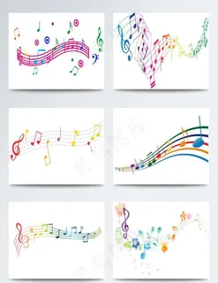 彩色音符的不规则排列合集图片