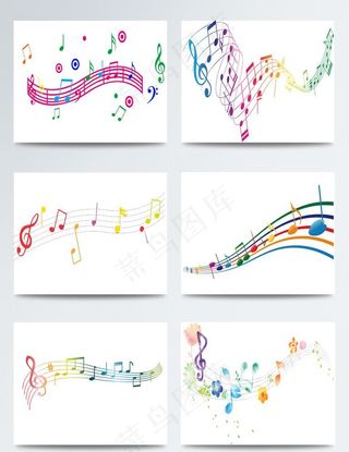 彩色音符的不规则排列合集图片