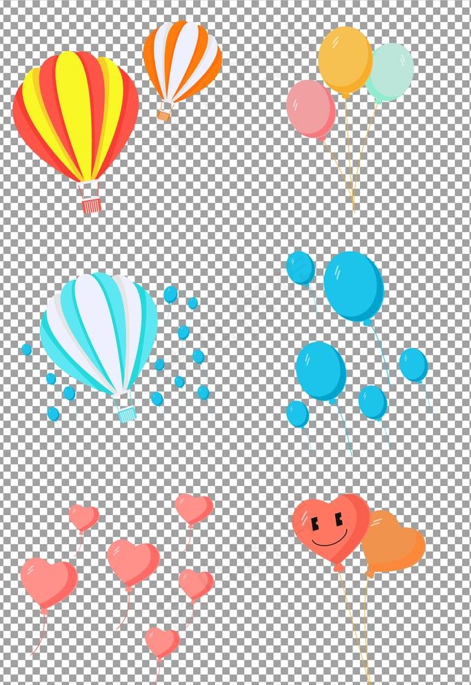 手绘可爱彩色气球热气球图片