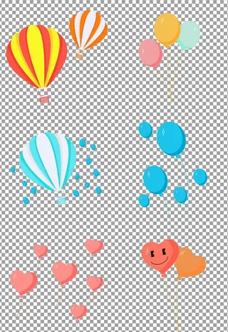 手绘可爱彩色气球热气球图片