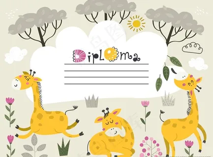 卡通长颈鹿图片