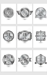 银质光泽奖章矢量素材图片