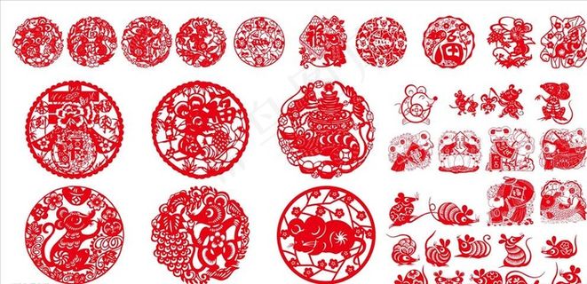 鼠年剪纸 剪纸窗花图片